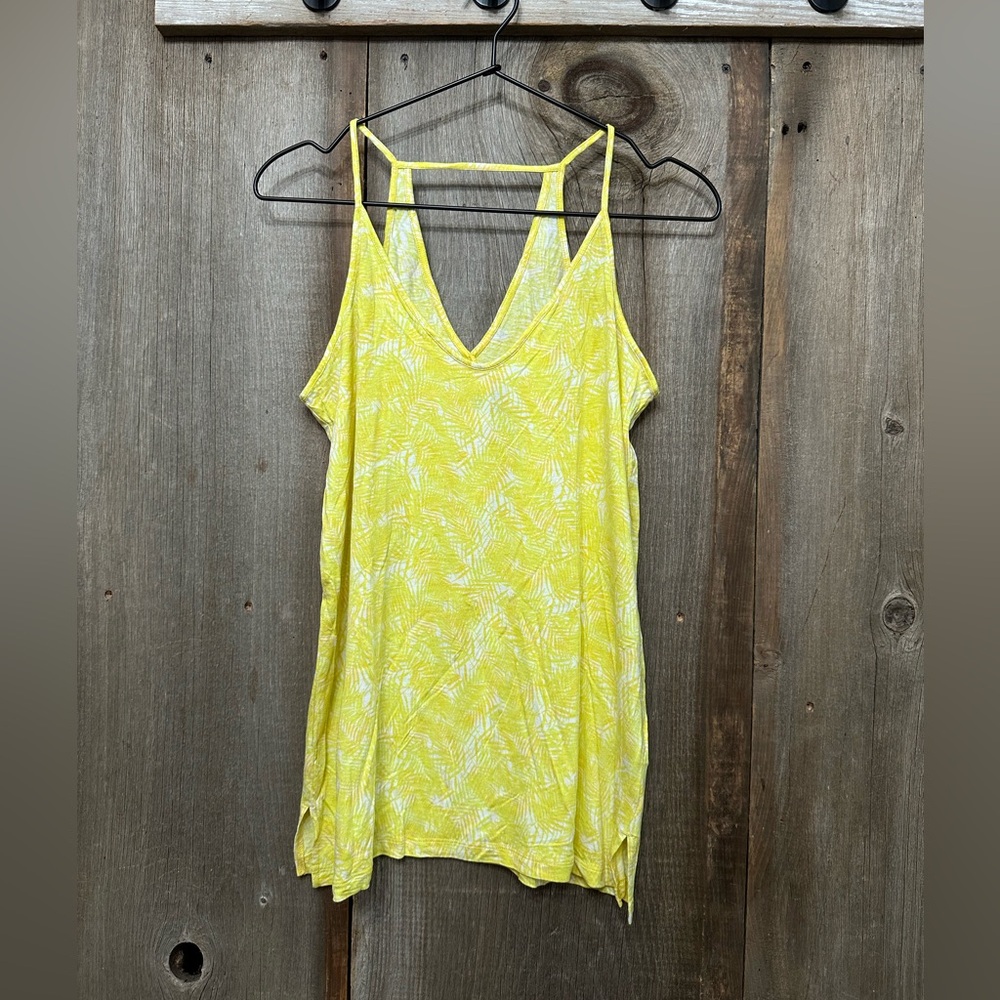 2017 Old Navy Slub Relaxed Keyhole Cami Tank Top in Yellow Print Size Small